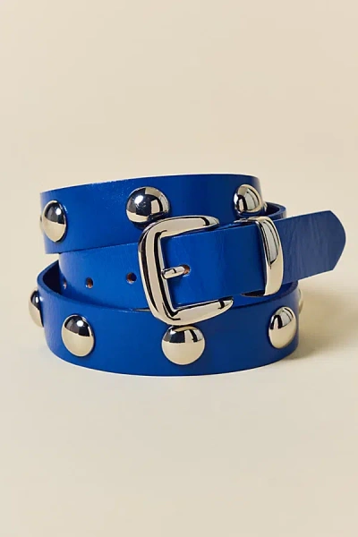 Urban Outfitters Bella Silver Studded Leather Belt In Blue, Women's At