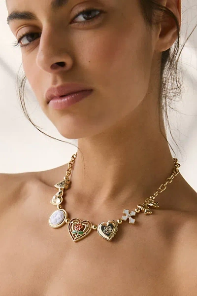 Urban Outfitters Belladona Cameo Heart Locket Necklace In Gold, Women's At