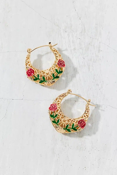 Urban Outfitters Belladonna Statement Rose Hoop Earring In Gold, Women's At