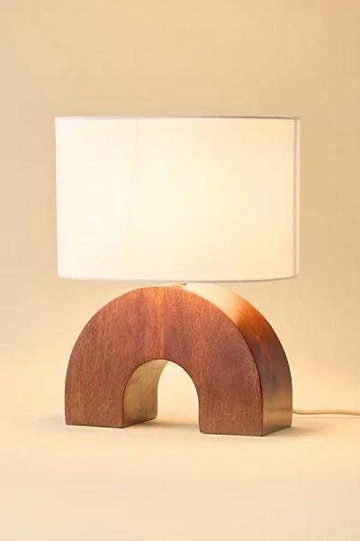 Urban Outfitters Bernie Arched Mango Wood Table Lamp In Brown At