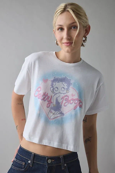 Urban Outfitters Betty Boop Airbrush Graphic Cropped Tee In White, Women's At
