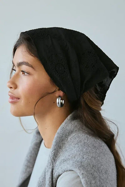 Urban Outfitters Betty Floral Crochet Headscarf In Black, Women's At