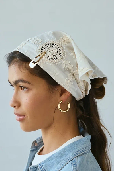 Urban Outfitters Betty Floral Crochet Headscarf In Ivory, Women's At  In White