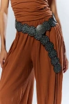 Urban Outfitters Betty Stamped Leather Western Belt In Washed Black, Women's At  In Washed Black