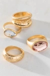 Urban Outfitters Bezel Gem Ring Set In Gold, Women's At