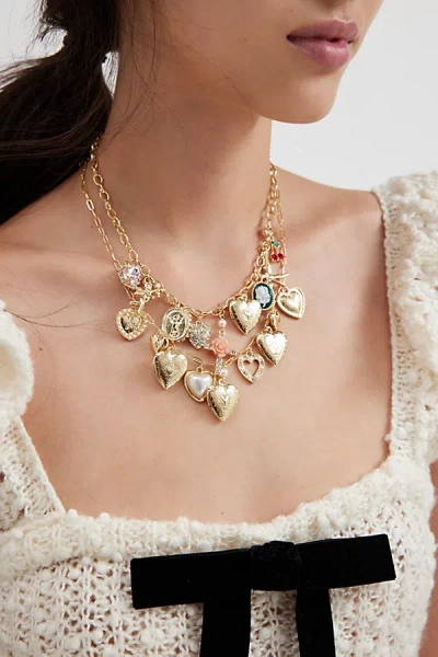 Urban Outfitters Bianca Layered Charm Necklace Set In Gold, Women's At