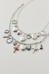 Urban Outfitters Bianca Layered Charm Necklace Set In Silver, Women's At