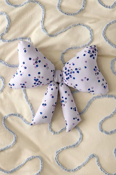Urban Outfitters Big Bow Printed Throw Pillow In Blueberries At