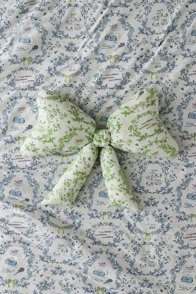 Urban Outfitters Big Bow Printed Throw Pillow In Green Toile At