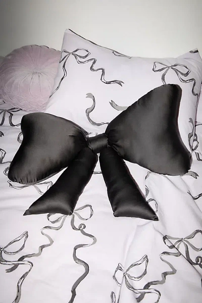Urban Outfitters Big Bow Satin Throw Pillow In Black At