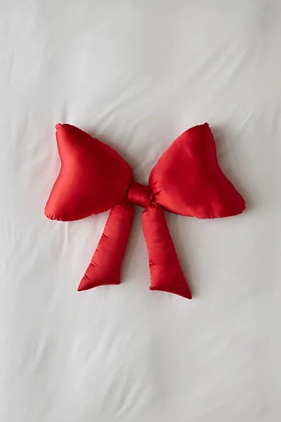 Urban Outfitters Big Bow Satin Throw Pillow In Red At