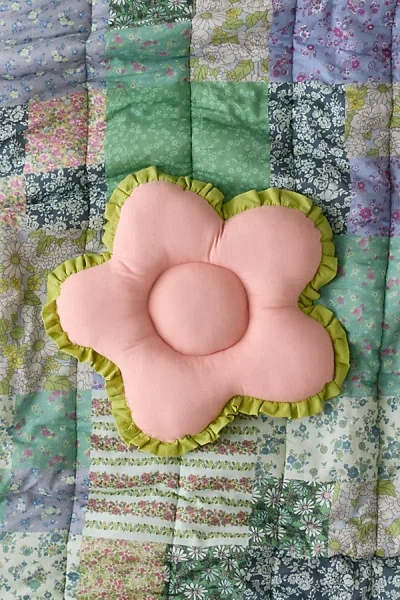 Urban Outfitters Birdie Flower Shaped Ruffle Throw Pillow In Green At  In Multi