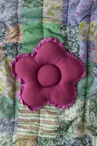 Urban Outfitters Birdie Flower Shaped Ruffle Throw Pillow In Purple At