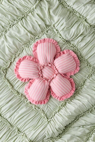 Urban Outfitters Birdie Flower Shaped Striped Ruffle Throw Pillow In Pink At  In Multi