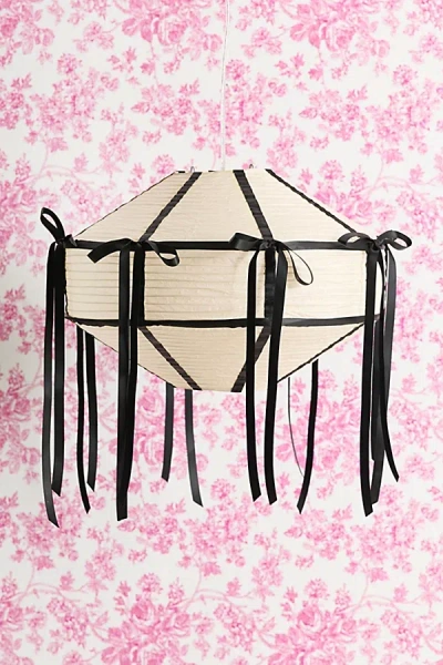 Urban Outfitters Blaire Bow Lantern Pendant Light In Cream With Black Bow At