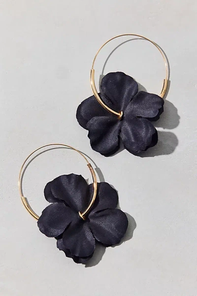 Urban Outfitters Bloom 3d Flower Hoop Earring In Black, Women's At