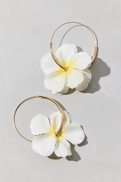 Urban Outfitters Bloom 3d Flower Hoop Earring In Ivory, Women's At  In White