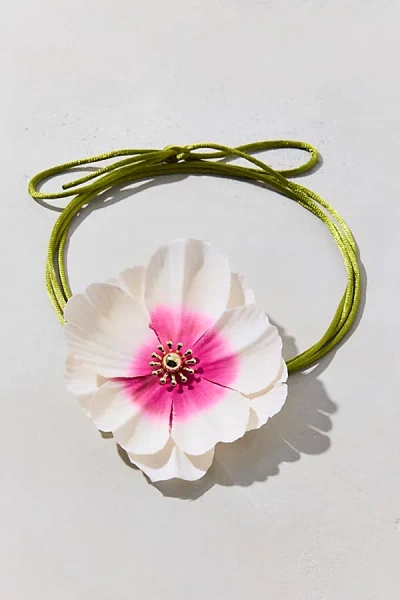 Urban Outfitters Bloom 3d Flower Satin Cord Wrap Necklace In Pink, Women's At  In Multi
