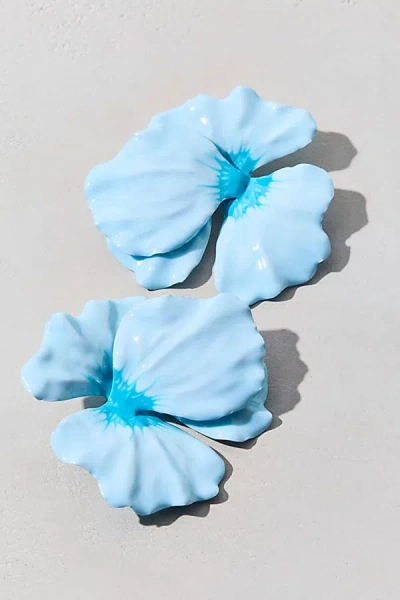 Urban Outfitters Bloom Floral Enameled Statement Earring In Blue, Women's At