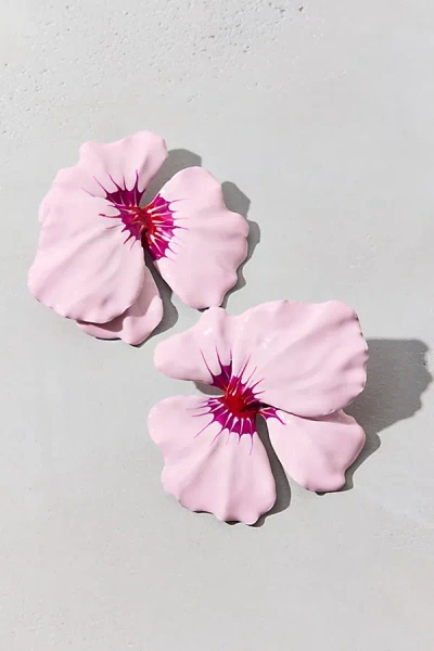 Urban Outfitters Bloom Floral Enameled Statement Earring In Pink, Women's At