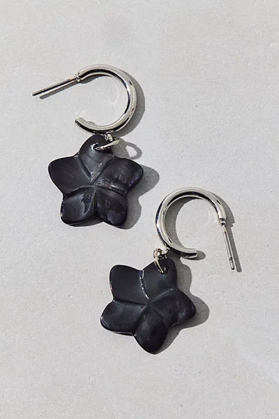 Urban Outfitters Bloom Flower Charm Hoop Earring In Black, Women's At