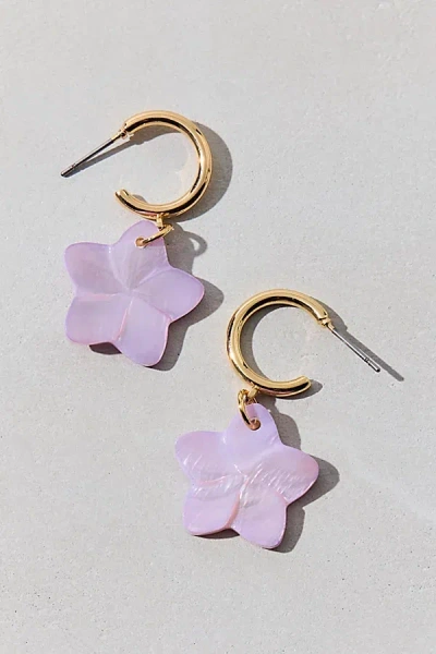 Urban Outfitters Bloom Flower Charm Hoop Earring In Lilac, Women's At  In Gold