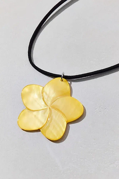 Urban Outfitters Bloom Flower Charm Suede Corded Necklace In Yellow Ground, Women's At
