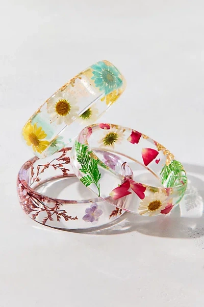 Urban Outfitters Bloom Flower Chunky Acrylic Bangle Bracelet In Pink, Women's At