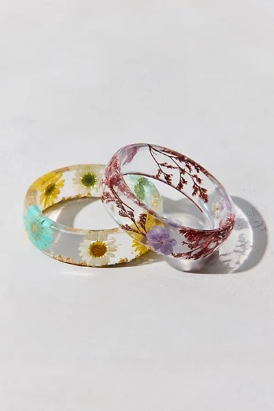 Urban Outfitters Bloom Flower Chunky Acrylic Bangle Bracelet In Yellow Ground, Women's At