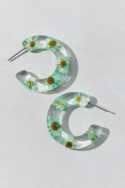 Urban Outfitters Bloom Flower Chunky Acrylic Hoop Earring In Light Green, Women's At