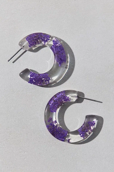 Urban Outfitters Bloom Flower Chunky Acrylic Hoop Earring In Lilac, Women's At  In Purple