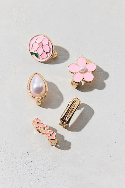 Urban Outfitters Bloom Flower Enamel Sandal Charms Set In Pink, Women's At