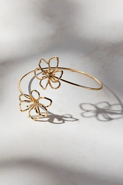 Urban Outfitters Bloom Flower Metal Wire Arm Cuff In Gold, Women's At