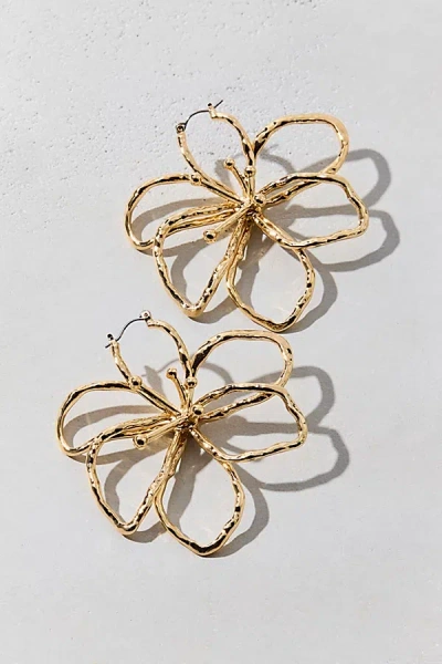 Urban Outfitters Bloom Flower Statement Hoop Earring In Gold, Women's At