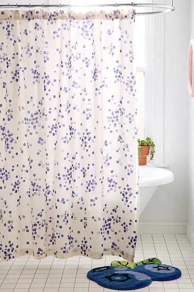 Urban Outfitters Blueberry Patch Patterned Shower Curtain In White At