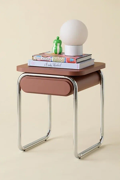 Urban Outfitters Boden Chrome Storage Nightstand In Maroon At  In Multi