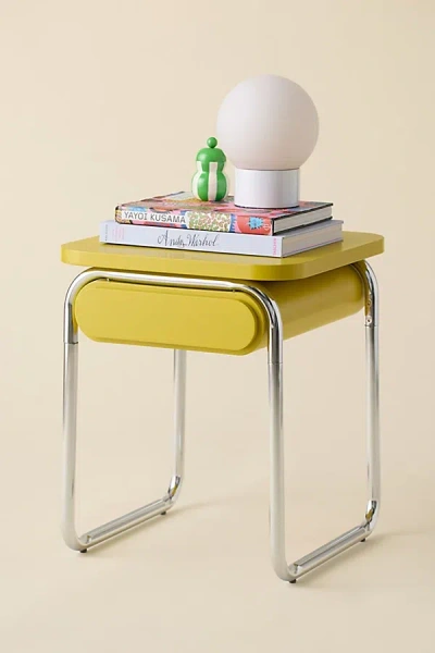 Urban Outfitters Boden Chrome Storage Nightstand In Yellow At  In Silver