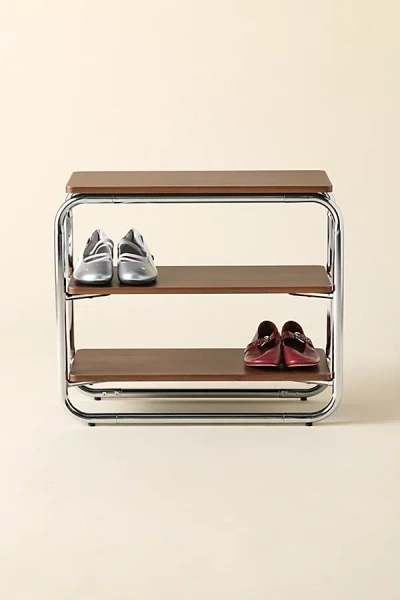 Urban Outfitters Boden Shoe Storage Rack In Dark Wood/chrome At  In Brown