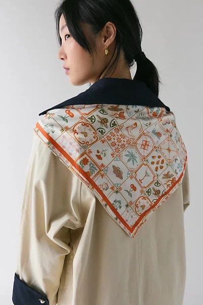 Urban Outfitters Boho Checkered Silky Scarf In Orange, Women's At