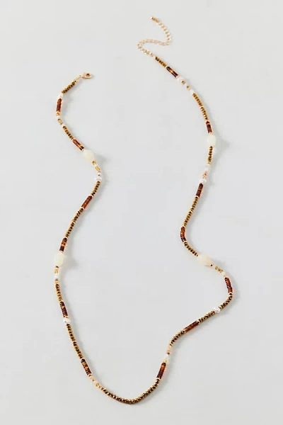 Urban Outfitters Boho Long Beaded Necklace In Neutrals, Women's At  In Metallic