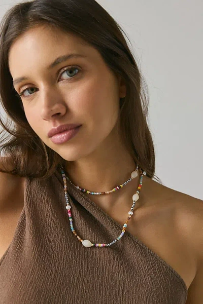 Urban Outfitters Boho Long Beaded Necklace In Rainbow, Women's At  In Metallic