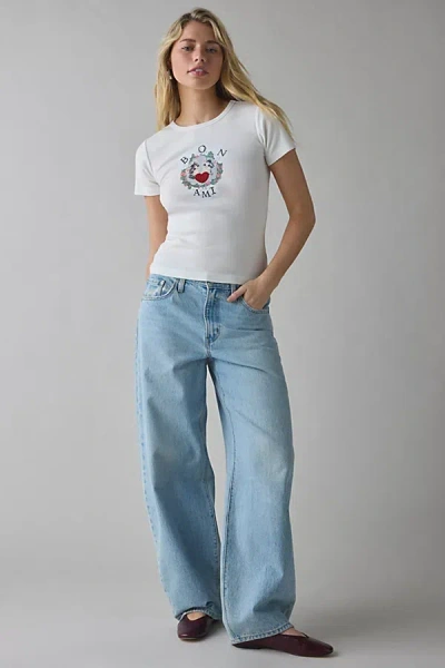 Urban Outfitters Bon Ami Kittens Applique Graphic Baby Tee In White, Women's At