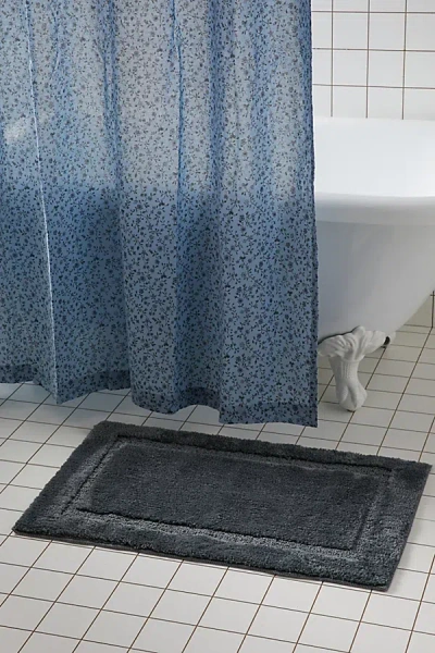 Urban Outfitters Border Bath Mat In Charcoal At  In Blue
