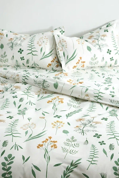 Urban Outfitters Botanica Patterned Brushed Cotton Duvet Set In White At