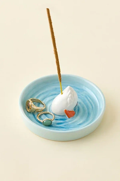 Urban Outfitters Bottoms Up Goose Ceramic Incense Holder & Catch-all Dish In Blue At
