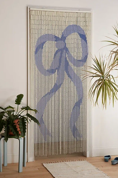 Urban Outfitters Bow Bamboo Beaded Curtain In Blue At  In Animal Print