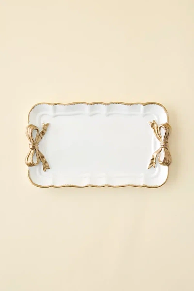 Urban Outfitters Bow Ceramic Rolling Tray In White At