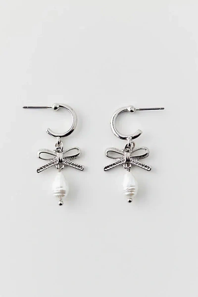 Urban Outfitters Bow Charm Hoop Earring In Silver, Women's At