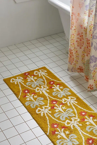 Urban Outfitters Bow Damask Bath Mat In Gold At