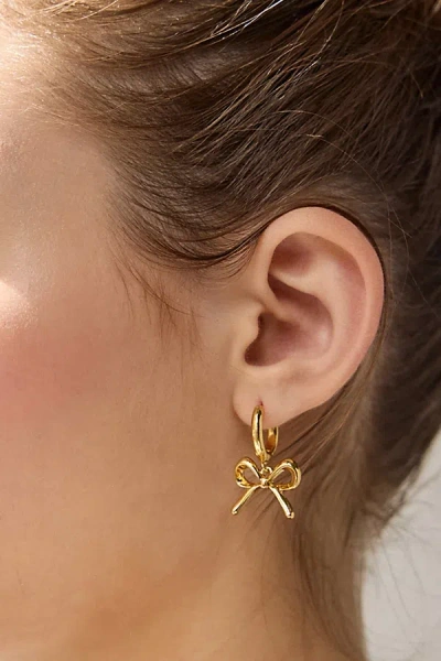 Urban Outfitters Bow Huggie Hoop Earring In Gold, Women's At